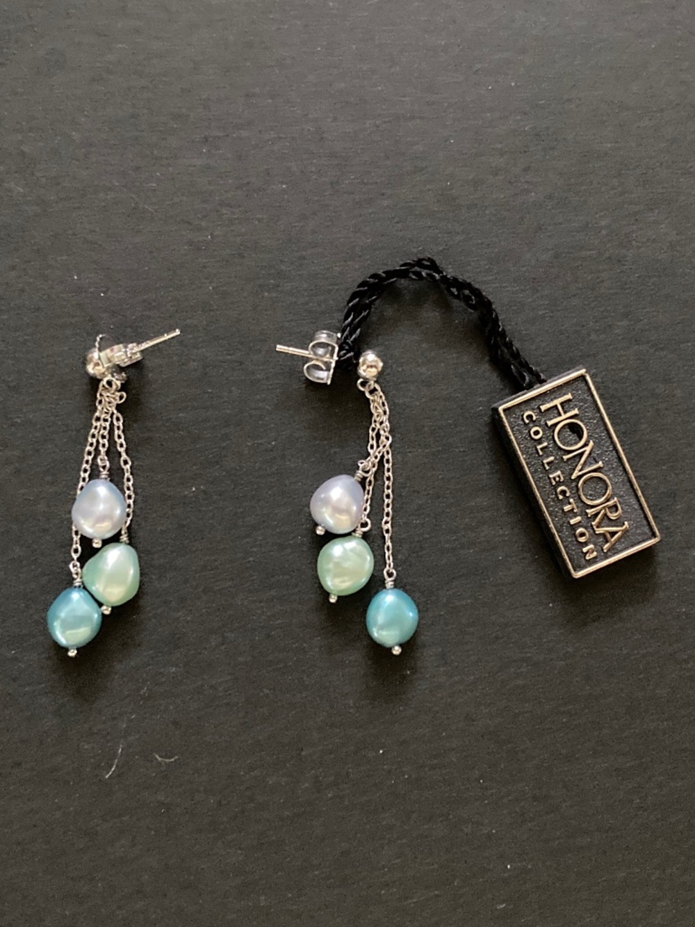 Honora Sterling Cultured Keshi Pearl 7mm Drop Earrings/Blue Halo/NEW WITH TAGS!